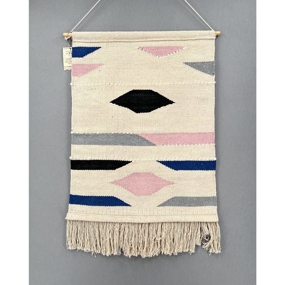 FROM INDIA TO YOU Macrame Tapestry Woven Wall Hanging Large Cream Boho Fringe - Picture 2 of 10